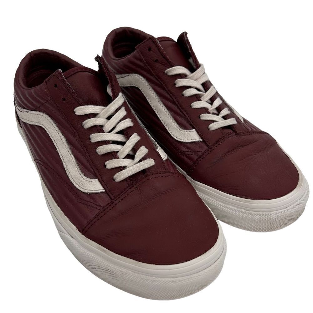 Vans brown rust leather moto old skool sneakers size 8